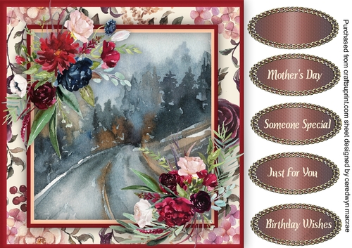 Water Coloured Burgandy Roses 