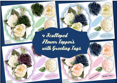 Mini Kit , 4 Scalloped Rose Toppers