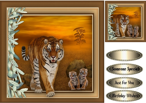 Beautiful Sibirian Tiger and Cubs