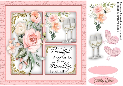  3 Square with Pink  Roses 4