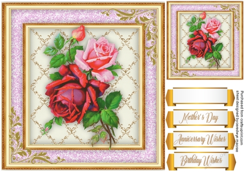 Beautiful Roses on a Gold Grid
