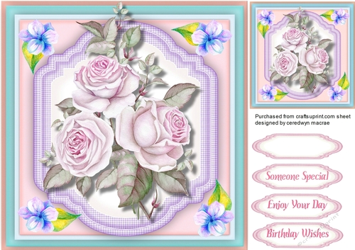 Lilac Roses on a Shaped Mat 