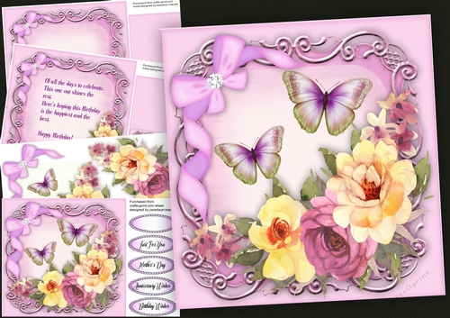 8x8 Mini Kit , Mixed Roses and Butterflys   