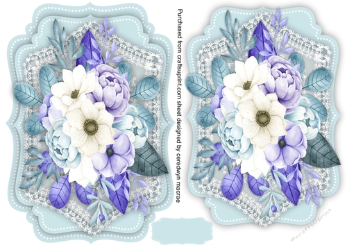 Beautiful Blue and Cream Roses on Lace 