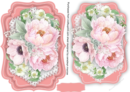 Deep Pink  Roses   on Lace 