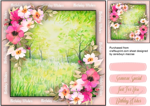 Beautiful Water Colored Roses and Scene 