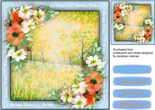 Beautiful Water Colored Roses and Scene 