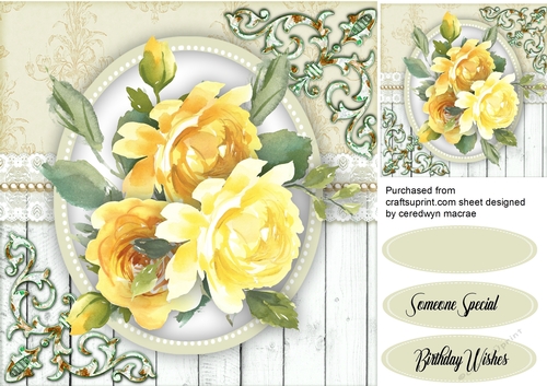 Beautiful Bee Balm Roses and Corner Scrolls 