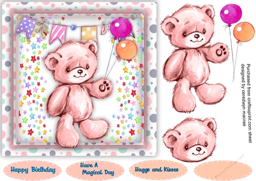 Teddy Pink Birthday Balloons