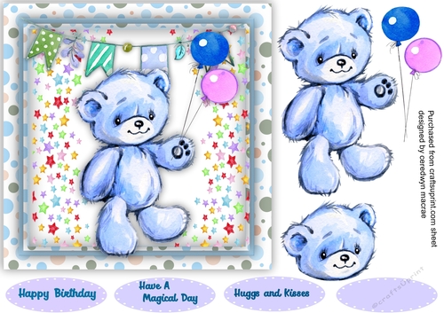 Teddy Blue Birthday Balloons