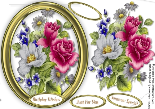 Beautiful Flowers in a Gold Frame 