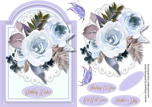 Beautiful Blue Roses on Lace 