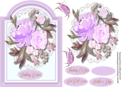 Beautiful Lilac Roses on Lace 