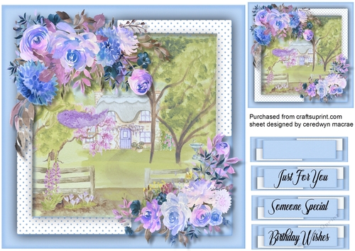 Beautiful Country Cottage and Blue  Roses 
