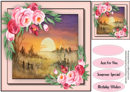 Beautiful Sunset and Roses