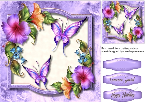 Lilac Butterflys and  Flowers