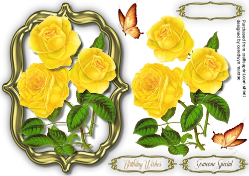 Yellow Roses in a Gold Frame 