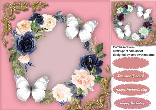  Pale Pink and Navy Roses 