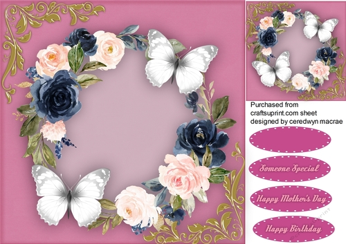 Navy   and Pink  Roses 