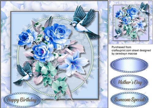 Beautifu Birds and  Blue Flowers 
