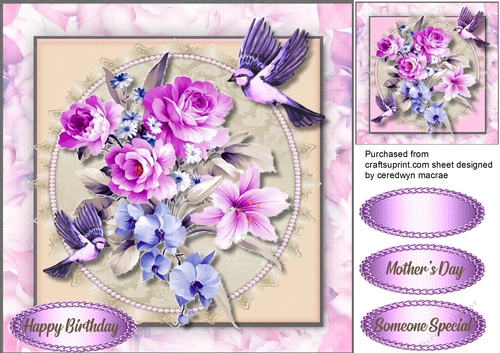 Beautifu Birds and  Lilac Flowers 