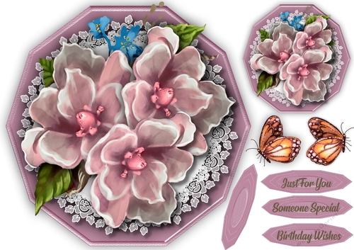 Beautiful Pink Decagon With Flowers 