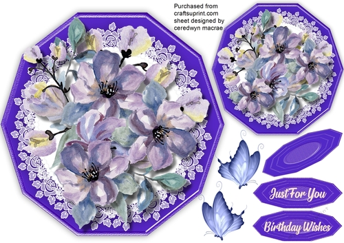Blue Decagon with Butterflies 