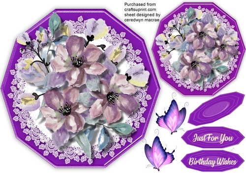 Lilac Decagon with Butterflies 