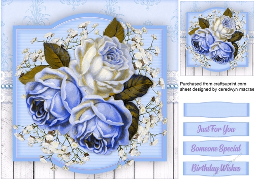 Blue Roses and Babys Breath