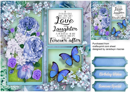 Blue Roses , Blossom and Butterflys 