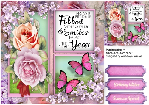 Roses and  Blossom with Butterflys 