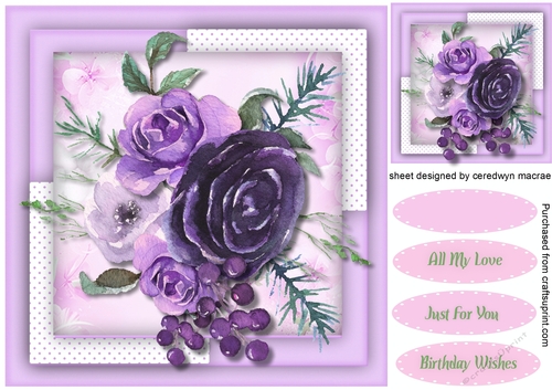Lilac Water Coloured Roses 