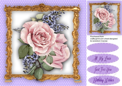 Beautiful Roses in a Gold Frame 