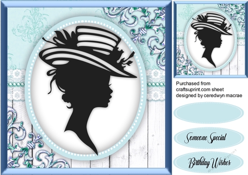 Silhouette Lady in Blue Frame 