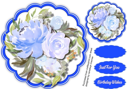 Scalloped mat and Blue Roses 1