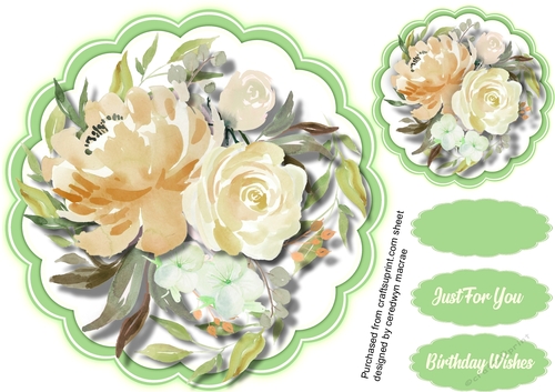 Scalloped mat and Cream  Roses 2