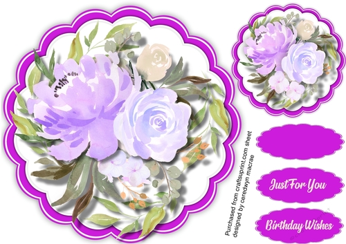 Scalloped mat and Lilac Roses 3