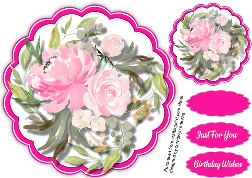 Scalloped mat and Pink Roses 4