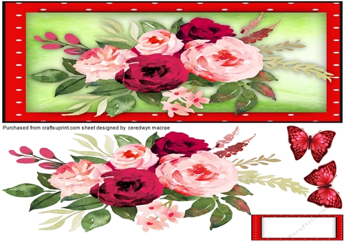 D.L. Red and Pink Roses with Butterflys 