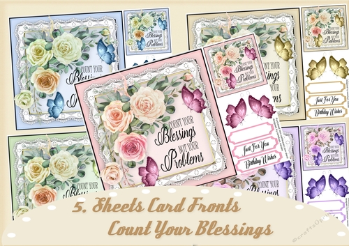 5, Sheet Card Fronts , Cout Your Blessings