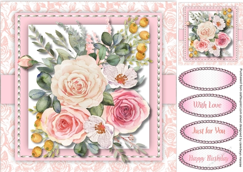 Beautiful Roses in a Stitched Frame 