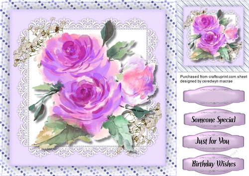 Lilac Water Colored  Roses 