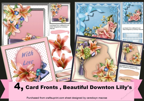 4, Card fronts , Beautifu Downton Lillys 