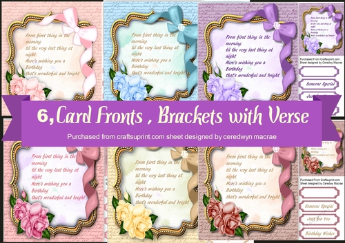 6, Crad Fronts , Beautiful Bracket and Verse