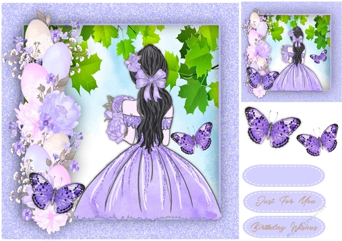 Beautiful Girl with Lilac Bouquet 