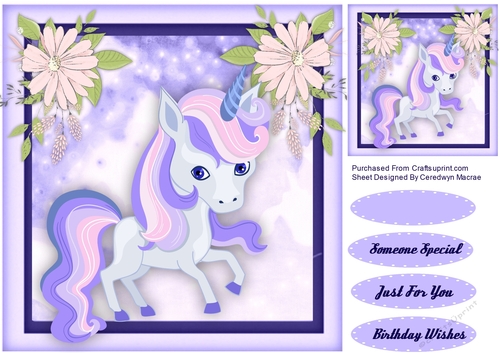 Beautiful Deep Lilac Unicorn 