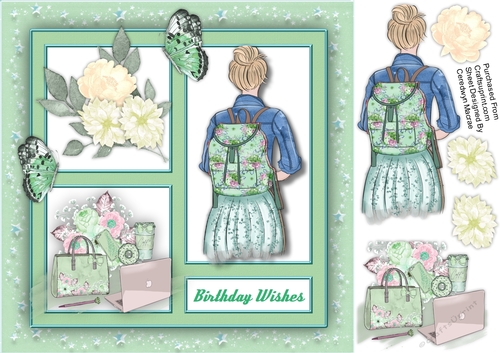 Modern Girl , Quad card Green 