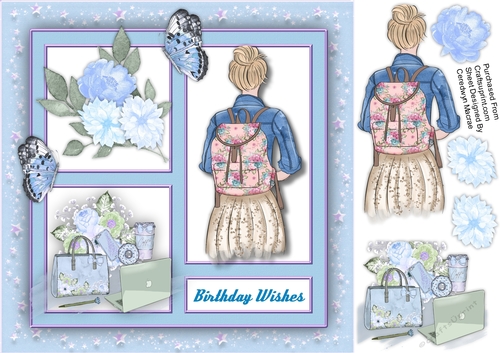 Modern Girl , Quad card Blue