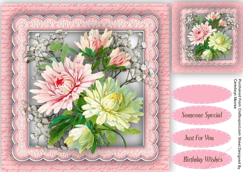Beautiful Flowers in a Scalloped Frame 