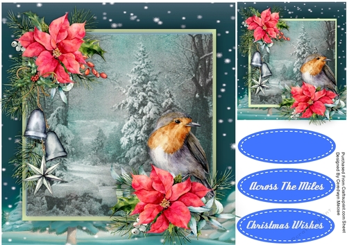 Robin and Poinsettias 1